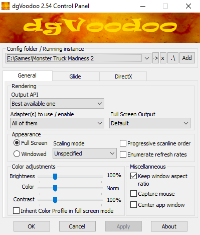 dgVoodoo 2 General Menu